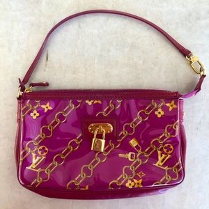 $700 LouisVuitton Fuchsia Monogram Charms Pochette